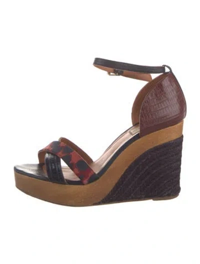 Pre-owned Lanvin Leather Animal Print Sandals In Blue