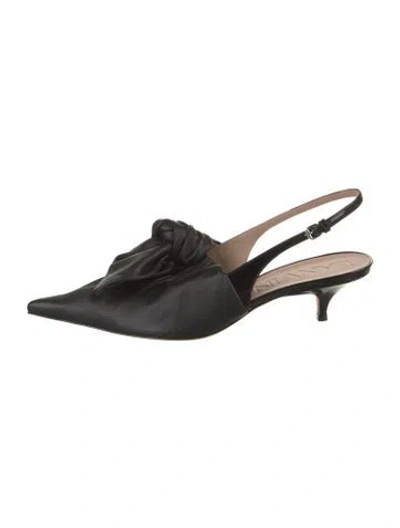 Pre-owned Lanvin Leather Animal Print Slingback Pumps In Black