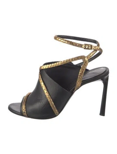 Pre-owned Lanvin Leather Animal Print Slingback Sandals In Multi