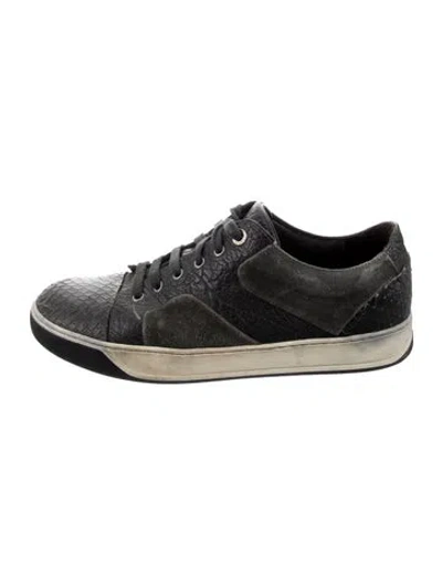 Pre-owned Lanvin Leather Animal Print Sneakers In Black