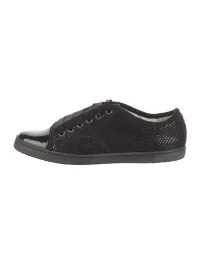 Pre-owned Lanvin Leather Animal Print Sneakers In Black