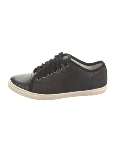 Pre-owned Lanvin Leather Animal Print Sneakers In Black