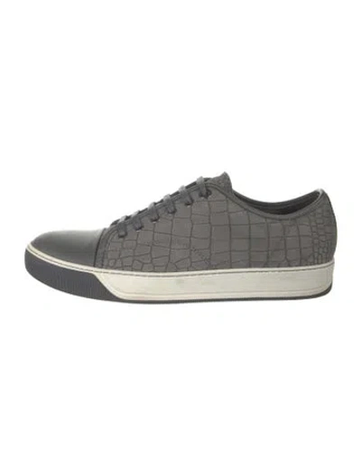 Pre-owned Lanvin Leather Animal Print Sneakers In Grey