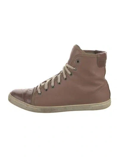 Pre-owned Lanvin Leather Animal Print Sneakers In Pink
