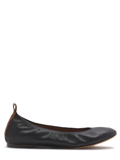 Lanvin Leather Ballerina In Black