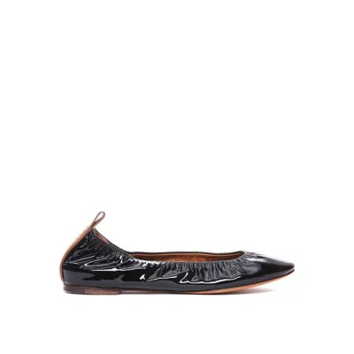 Lanvin Leather Ballerina Flats In Black
