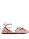 Lanvin Mesure Lace-up Leather Ballerina In Pink