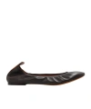 Lanvin Elasticated Leather Ballerina Shoes Round Toe In Black