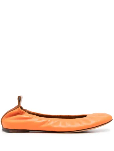 Lanvin Leather Ballerina Shoes In Orange
