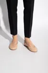Lanvin Round Toe Ballet Flats In Nude Leather In Beige