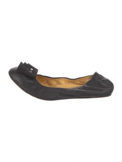 Pre-owned Lanvin Leather Ballet Flats In Black