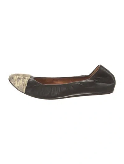 Pre-owned Lanvin Leather Ballet Flats In Black