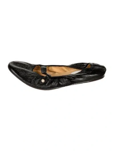 Pre-owned Lanvin Leather Ballet Flats In Black