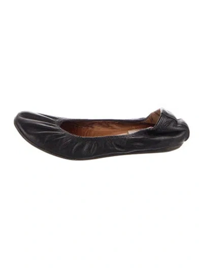 Pre-owned Lanvin Leather Ballet Flats In Black