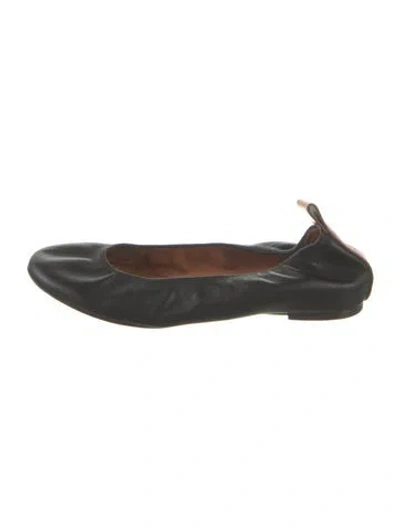 Pre-owned Lanvin Leather Ballet Flats In Black