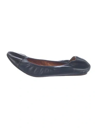 Pre-owned Lanvin Leather Ballet Flats In Black/blue