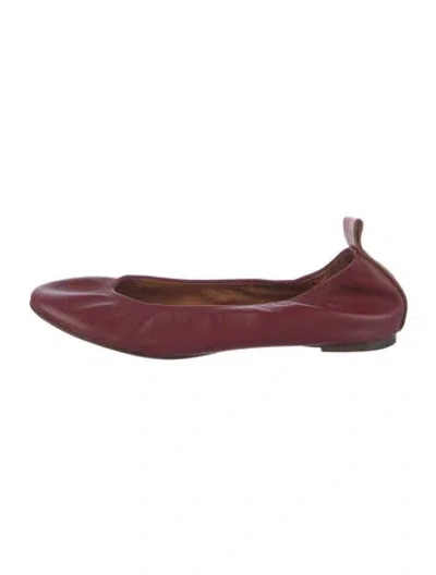 Pre-owned Lanvin Leather Ballet Flats In Burgundy