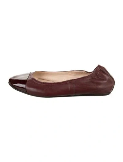 Pre-owned Lanvin Leather Ballet Flats In Burgundy