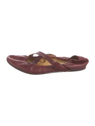 Pre-owned Lanvin Leather Ballet Flats In Burgundy
