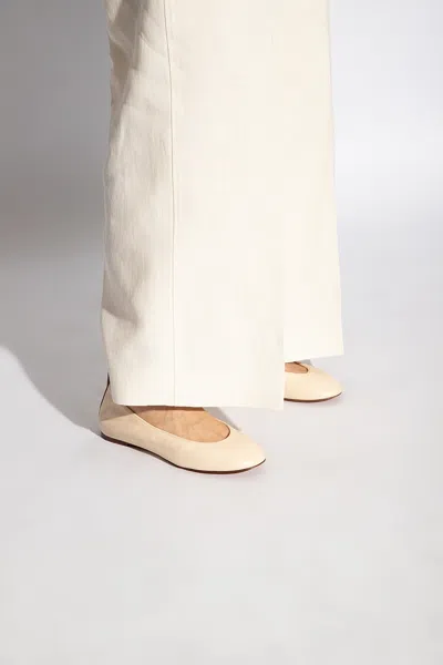 Lanvin Leather Ballet Flats In Cream