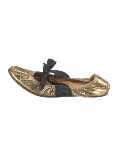 Pre-owned Lanvin Leather Ballet Flats In Gold