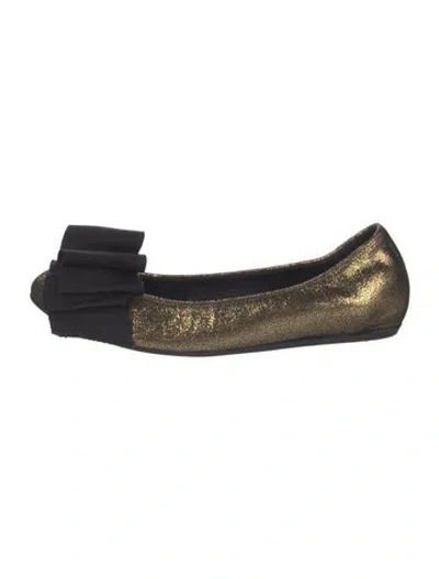 Pre-owned Lanvin Leather Ballet Flats In Gold/metallic