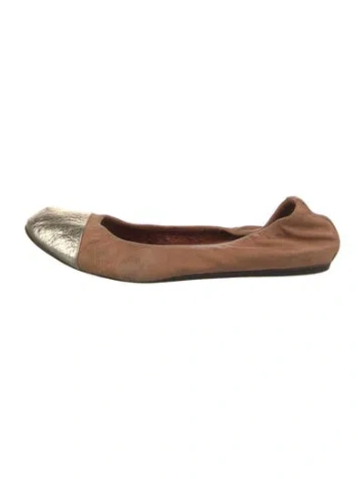 Pre-owned Lanvin Leather Ballet Flats In Metallic/pink