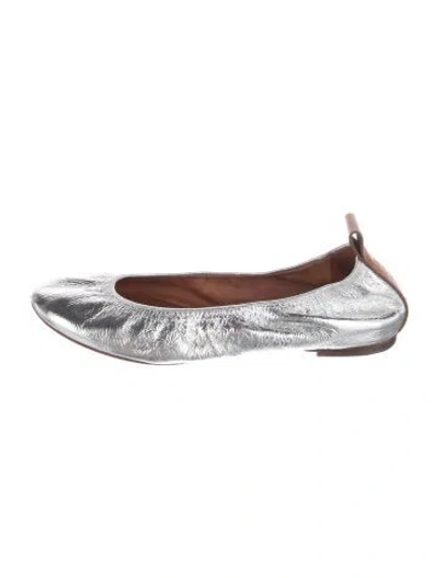 Pre-owned Lanvin Leather Ballet Flats In Metallic/silver