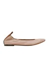 Lanvin Round Toe Ballet Flats In Nude Leather In Neutral