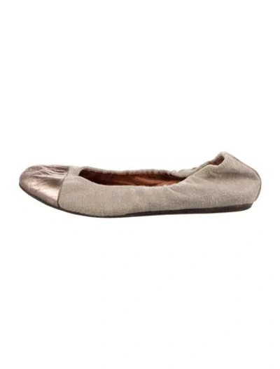 Pre-owned Lanvin Leather Ballet Flats In Neutral