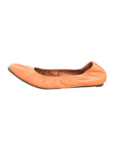 Pre-owned Lanvin Leather Ballet Flats In Orange