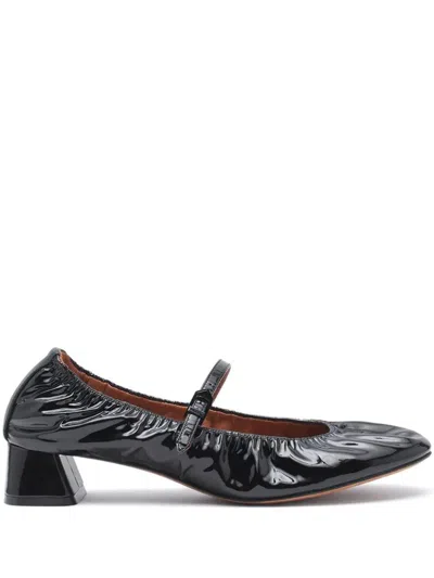 Lanvin Black Heeled Mary Jane Ballerina Flats