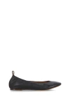 Lanvin Elasticated Leather Ballerina Shoes Round Toe In Black