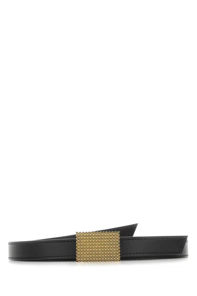 Lanvin Leather Belt With Geometric Buckle In Black