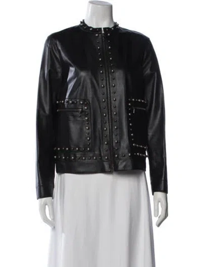 Pre-owned Lanvin Leather Biker Jacket In Black