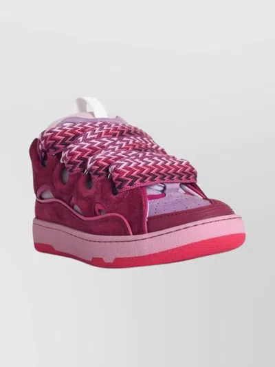 LANVIN LEATHER BLEND SNEAKERS FEATURING CONTRAST STITCHING