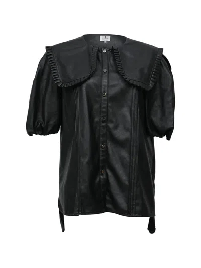 Pre-owned Lanvin Leather Blouse In Black