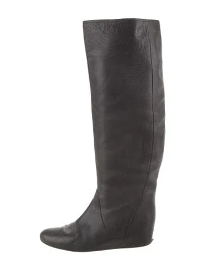 Pre-owned Lanvin Leather Boots In Black