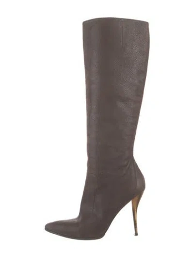 Pre-owned Lanvin Leather Boots In Grey