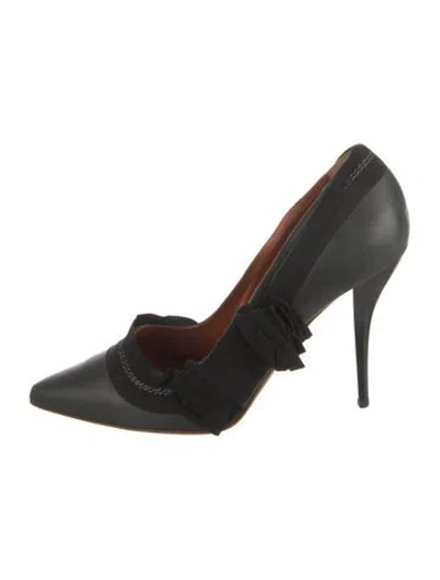 Pre-owned Lanvin Leather Bow Accents Pumps In Black
