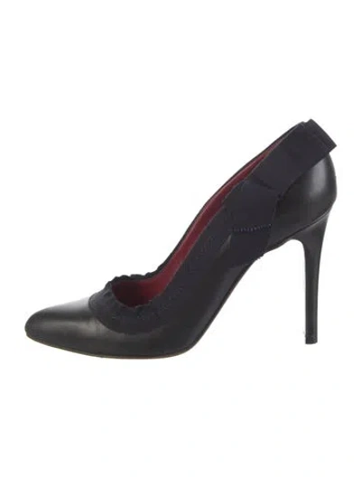 Pre-owned Lanvin Leather Bow Accents Pumps In Blue