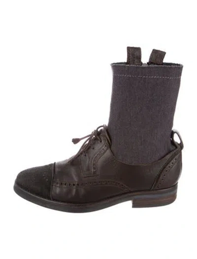 Pre-owned Lanvin Leather Brogues In Brown