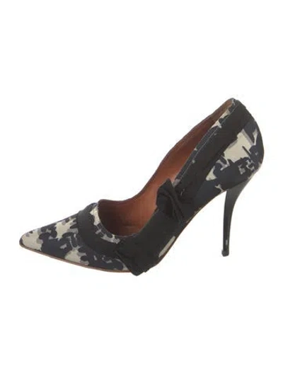 Pre-owned Lanvin Leather Camouflage Print Pumps In Blue