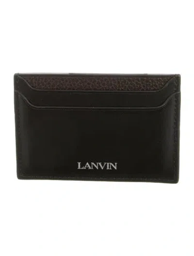 Pre-owned Lanvin Leather Card Holder In Black