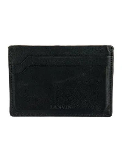 Pre-owned Lanvin Leather Card Holder In Grey