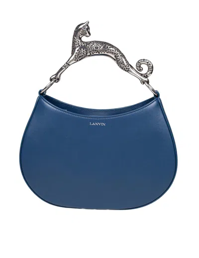 LANVIN LEATHER CAT HOBO BAG, PETROL BLUE