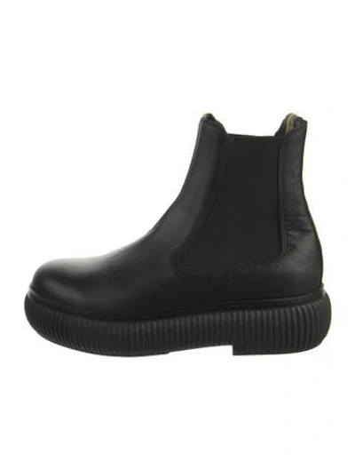 Pre-owned Lanvin Leather Chelsea Boots In Black