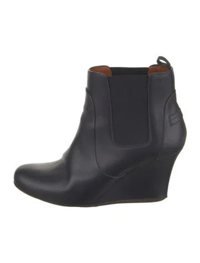 Pre-owned Lanvin Leather Chelsea Boots In Black