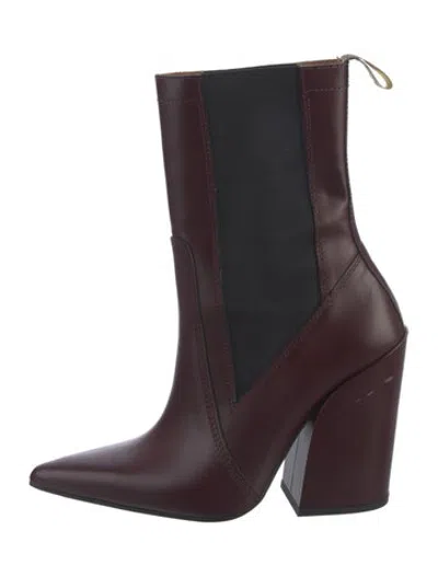 Pre-owned Lanvin Leather Chelsea Boots In Burgundy