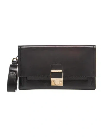 Pre-owned Lanvin Leather Clutch In Black